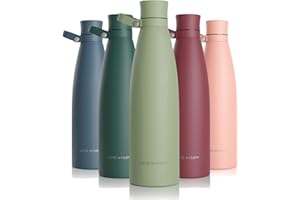 LARS NYSØM Butelka na napoje ze stali nierdzewnej 1000ml | Butelka izolacyjna 1 litr | Wodoodporna butelka na wodę do sportu, roweru, psa, dzieci (Sage Green, 1000ml)