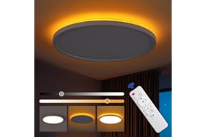 queffigle Plafonnier LED 1800K veilleuse, dimmable 3200LM, 3000-6500K avec télécommande, montage au plafond, profil bas, ambiance réglable avec minuterie, pour chambre, salon, salle de bain