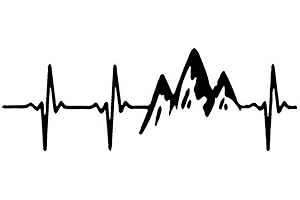 Hotsel Autoaufkleber - Auto Aufkleber, Herzschlag Berg - Einfache Berg Silhouette, Autoseite Vinyl Grafik Aufkleber Aufkleber, Schwarz/Weiß