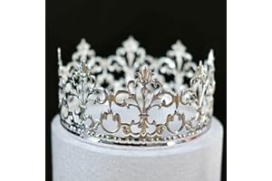 LEEMASING Decoración para tartas con corona de princesa vintage para niños y niñas, decoración de tartas para bodas, color plateado