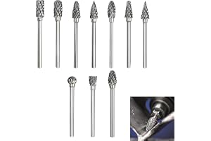 Set med 10 st. hårdmetall frässtiftar med 3 mm (1/8") skaft för träbearbetning, idealiska för snideri, gravyr, borrning och polering för DIY-projekt, fräsborr påsatser