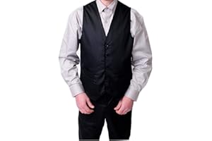 IBEX Men’s Slim Fit Formal Waistcoat - V-Neck, Sleeveless, 2 Pockets - Ideal for Waiters, Bar Staff, Weddings & Fancy Dress - Polyester-Cotton Blend