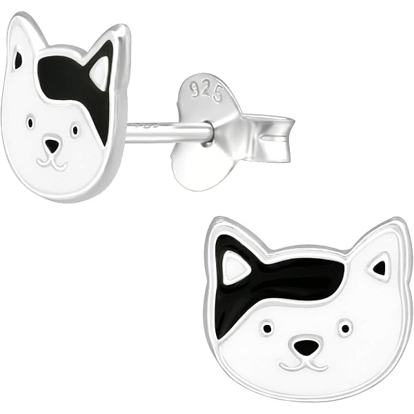 Cadeau Fille Baptême Communion Boucle Oreille Enfant Boucles D'oreilles Laimons Pour Petite Fille - En Argent Sterling 925 Motif Sirene Violet Puces D'amour Boucles D'oreilles émaillées Colorées