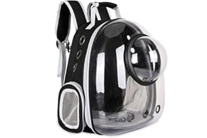 Sipobuy Sac à Dos avec Capsule d'espace pour Animal Domestique de Petite et Moyenne Taille, Transparent, Respirant, résistant à la Chaleur, pour Voyage, randonnée, Marche, Camping (Noir)