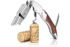 XBOGO Cavatappi Sommelier - Cavatappi di qualità per uso professionale con apribottiglia e tagliacapsule - apribottiglie，3-in 1 Palissandro Naturale Apribottiglie Acciaio Inossidabile