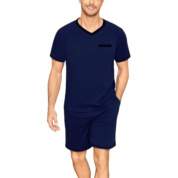 Pyjama Homme Litherday - 95% Coton - T-shirt Manches Courtes Et Short - Confortable Pour L'été