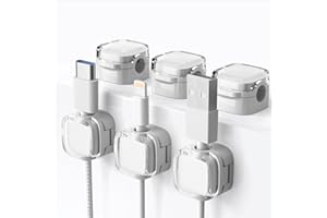 LUOJINYI Magnetyczne klipsy do kabli, samoprzylepne, magnetyczne klipsy do kabli, organizer na kabel, ukryty kabel do ładowania telefonu, na biurko, stolik nocny, kabel do ładowania, USB (białe)