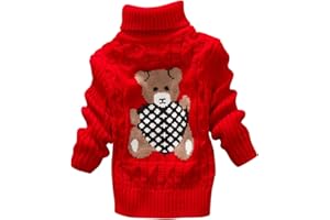 De feuilles Kids Boys Girls Turtleneck Sweater Knitted Pullover Christmas Jumpers