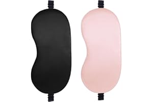 2 Pack Sleep Mask, 100% Blackout & Zero Pressure, Luoqun88 Mulberry Silk Cover with Adjustable Strap, Machine Washable for Long-Lasting Use for Travel & Deep Sleep with Elegant Box (Pink & Black)