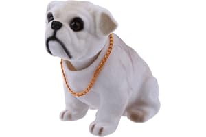 Ksrnsne Blanc Gris Clair branlante Hochant la Bouledogue Chien de Decoration pour la Voiture