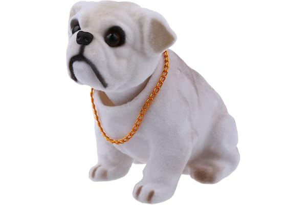 Ksrnsne Blanc Gris Clair branlante Hochant la Bouledogue Chien de Decoration pour la Voiture