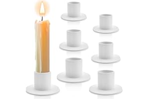 L&W LUCK 6 Stück Kerzenhalter für Stabkerzen,Retro Candlelight Dinner Kerzenhaltern für Party, Hochzeit, Jubiläum,Wohn und Schlafzimmerdekoration (Weiß)