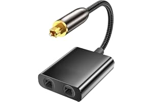 Ksywydu Toslink Splitter1 In 2 Out, Cavo Splitter Ottico Sdoppiatore Digitale SPDIF, Sdoppiatore Audio Ottico per TV, Soundbar, DVD, Lettore CD, Connettori Placcati Oro 24k, 1 Maschio a 2 Femmina