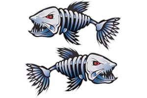 CLISPEED 2 Pcs Poisson Squelette Décalcomanies Autocollant Auto Vinyle Décalcomanie Autocollant Kayak Pêche Décors de Voiture pour Ordinateur Portable Ordinateur Portable
