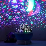 Multicolor Mond Sterne Licht Projektor für Kinder Beleuchtung, Kinderzimmer Nachttisch Nacht Lampe und Schlaf Beruhiger Lampe Abnehmbare Weiße Kuppel - 6