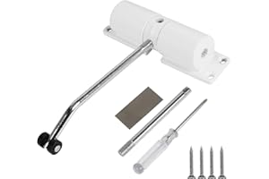 FINDIR Federbelasteter Türschließer Einstellbare Zink-Legierung Tür Selbstschließend Automatische Türschließer mit Montageplatte und Schrauben Türschliesser für Schlafzimmer (Weiß)