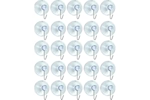 AKH® Clear Suction Hooks | Pack of 20 | 2.2cm Rubber Sucker Pads with Metal Hook | Strong Hanging Hook for Christmas Hanging Decorations Signs Mirror Glass Kitchen Bathroom Wall Festivals Decorations