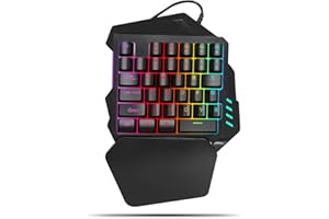 LAZMIN112 Lazmin Teclado RGB One Hand, 35 Teclas con retroiluminación Teclado para Juegos con una Mano con Teclas FN