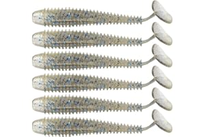 Tolure Señuelos de Vinilo para Pesca Cola de Paleta Cuerpo Acanalado de Plástico Agua Dulce Señuelo de Pesca de Agua Puntos Cebo de Plástico para Lubina Lucio Trucha 7g/Pieza, 6piezas/Paquete