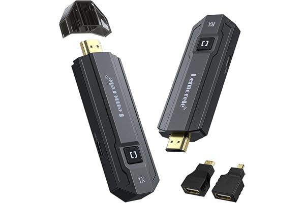 Lemorele Wireless HDMI Transmitter and Receiver Kit Support 1080P@60Hz HD Transmit up to 50M, Wireless HDMI Extender Plug and Play, Streaming Video Audio for Laptop, DSLR, PC, Projector, HDTV