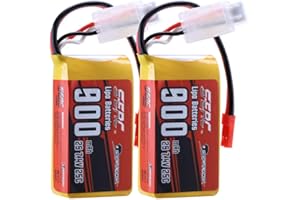 SUNPADOW Paquete de 2 baterías Lipo 2S 7.4V 900mAh 25C paquete suave con enchufe JST para RC FPV helicóptero avión dron Quadcopter Racing Hobby