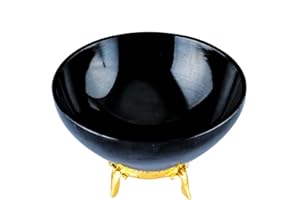 FASHIONZAADI Black Tourmaline Gemstone Bowl Hand Carved Crystal Bowl For Chakra Balancing Reiki Healing Bowls Stone Tray Dish Home Decor Energy Spiritual Healing Size 2-2.5 Inch Approx.