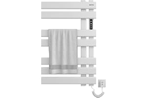 SKYLYZH Scaldasalviette Elettrico, Termostato WiFi Smart Scaldasalviette, per Alexa e Google Home e APP, 450x720 mm, Portasciugamani elettrico, Scaldasalviette Elettrico Bagno a Basso Consumo-WIFI White Right