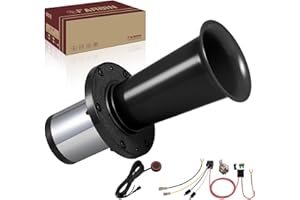 Ahooga Klaxon vintage 12 V FARBIN pour voiture camion rétro vintage Kit klaxon chromé 12 V Klaxon de collecteur universel (klaxon noir avec bouton)