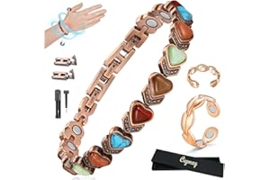 Cigmag Copper Bracelet for Women, with Ultra 3800 Gauss Magnets & Natural Turquoise Stones, Adjustable with Sizing Tool (Love)