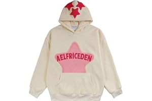 Aelfric Eden Męska bluza z kapturem w stylu vintage, luźna bluza z kapturem, bluza z kapturem w kształcie gwiazdy, basic, hip hop, bluza z kieszenią