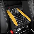 CGEAMDY Car Center Console Cushion Pad, Universal Leather Waterproof Armrest Seat Box Cover Protector,Comfortable Car Decor Accessories Fit for Most Cars, Vehicles, SUVs (Yellow)