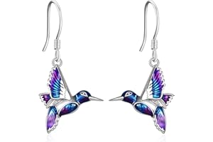 YFN Pendientes colgantes de colibrí de plata de ley, joyería de colibrí, regalos para mujeres y niñas