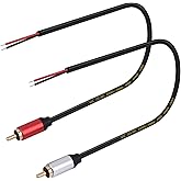 2 Packs Speaker Wire RCA Audio Both Male Jack Plug Adapter to Bare Wire Open End Pigtail Audio Video Lotus Plug Repair Cable