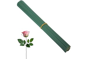 Flewdart 120pcs tige fleur artificielle fil de fer vert fleuriste 30cm x 2mm, wire floral flowers verte metal pour Arrangements Floraux (120, 30cm)