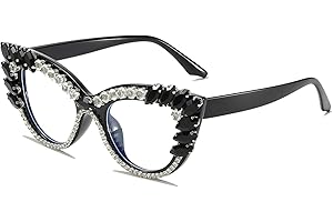 LJCZKA Occhiali Anti Luce Blu Occhi Gatto Forma Diamante Donna, Montatura Occhiali da Vista Donna Vintage Occhio di Gatto Anti Eyestrain