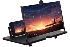 STEBRUAM 12-calowa lupa do telefonu komórkowego, składany uchwyt na stojak Przenośny anty-promieniowanie do filmu wideo Powiększacz 3D Phone Agnifier Screen Pull Design dla wszystkich smartfonów (czarny)