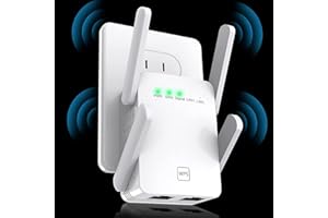 HENLSON WLAN Verstärker, 300 Mbit/s WLAN Repeater, WiFi Repeater mit LAN anschluss, Abdeckung bis zu 200 m², Kompatibel mit Alexa, Allen Standard-Routern