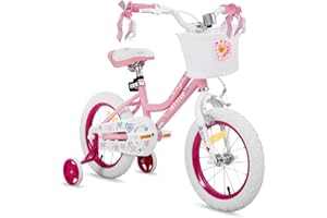 ‎JOYSTAR JOYSTAR 14/16/18 Zoll Kinderfahrrad für 3-9 Jahre alte Mädchen, 14/16/18 Zoll Mädchenfahrrad mit Stützrädern und Korb,Blau