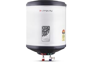 Longway 10 Liters 5 Star Rated Automatic Storage Water Heater for Home | Water Geyser | Electric Geyser with Multiple Safety System & Anti-Rust Coating | 5 Years Warranty on Tank | Gray