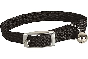 DOOGY FASHION - Collier nylon simple chromé chat noir