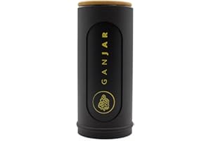 GANJAR Humidor für Kräuter - Behälter Made in Germany mit Hygrometer + UV-Schutz, Sichtfenster und Halter für Feuchtigkeits-Pads F-Series (Deep Black)