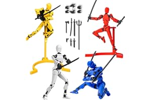 NIHESIM 4 Pack T13 Action Figure, 4 Colors Assemble t13 Models, DIY Pose Stand Titan 13 Action Figures, Lucky T 13 Figures, Dummy 13 Boys Toys, Smooth Movable Joints Robot Titans Man Teens Gift
