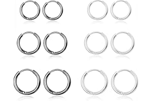 Senteria 10 Paia di Piccoli Orecchini a Cerchio per Donna Acciaio Inossidabile 14K Placcato in Oro Orecchini a Cerchio Ipoallergenici Set di Orecchini a Cerchio Senza Fine per Uomo 8/10/12/14/16mm