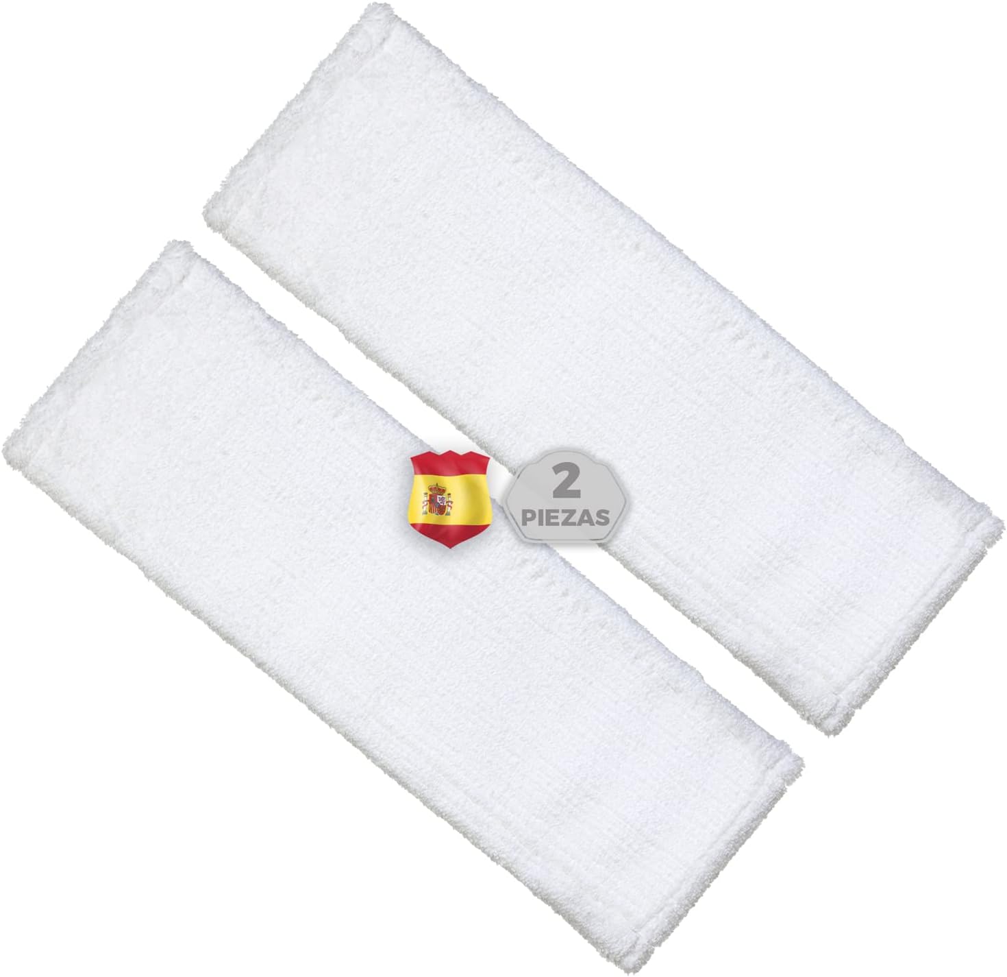 Okaei 2 fundas para mopa (40 cm) – Premium – 100% microfibra – Funda para limpieza profunda de suelos lisos y ligeramente irregulares – funda de microfibra blanca