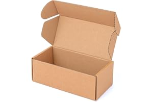 TELECAJAS.COM TELECAJAS | 50 Cajitas 20x10x10 cm Automontables con Tapa Robusta | Anónima Cartón Kraft Marrón - Ideal Envío Postal | Pack de 50 cajas