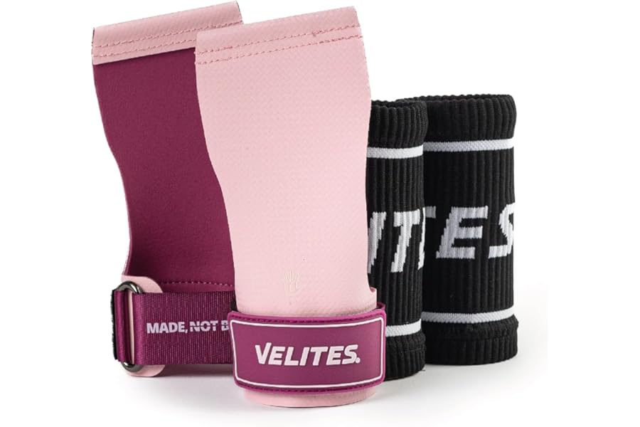 Velites - Official CrossFit® Games Quad Ultra Grips - No chalk and smooth bars - Wristbands and carry bag included - Pull-ups, muscle-ups and toes to bar