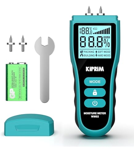 ANSMANN Vochtmeter – Groot LCD-display, Voor Hout (4 Groepen) En Bouwmaterialen (4 Soorten), Met Stalen Meetsondes Van 9,8 Mm, Incl. Batterijen