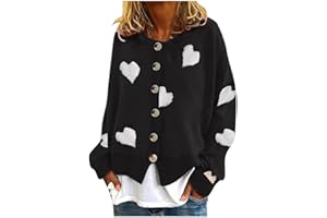 HULKAY Women's Floral Print Long Sleeve V-Neck Sweaters Button Down Ribbed Cuffs Knit Cropped Cardigan Sweater