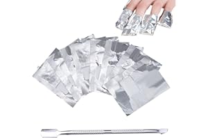 pengxiaomei 200 Pcs Foil Nail Wraps Remover with 1Pcs Cuticle Pusher Nail Art Soak Off Gel Polish Acrylic Removal