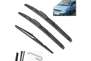 AUTOPIXL Set di spazzole tergicristallo anteriori e posteriori compatibili con Fiat Panda 169 2003-2012 Spazzole per parabrezza, parabrezza, 22"+16"+13"